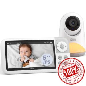 GHB Baby Monitor with Camera and Night Vision Pan-Tilt Zoom 5" 720P Video Baby Monitor
