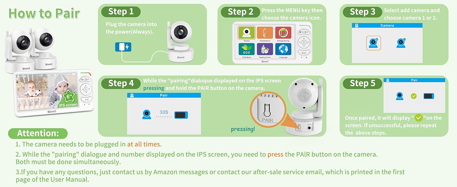 Infographic titled 'How to Pair' with six numbered steps. Each step shows icons and illustrations for pairing a device.