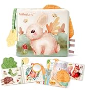 Colorful educational baby activity cube with various textures, numbers, and sensory elements, alongside learning cards and plush toys.