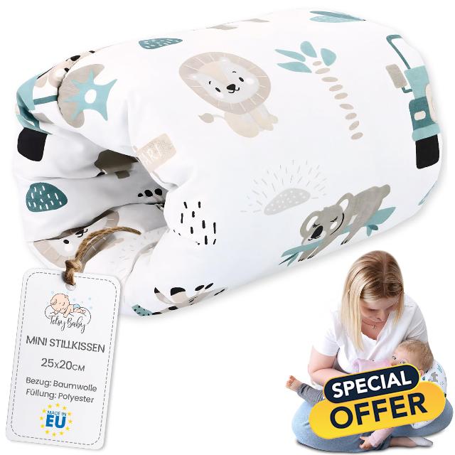 Small nursing pillow Breastfeeding and Nursing Pillow for on the go 20 cm - Nursing arm pillow and positioning pillow Baby arm nursing pillow made of soft cotton Oeko-Tex Africa white