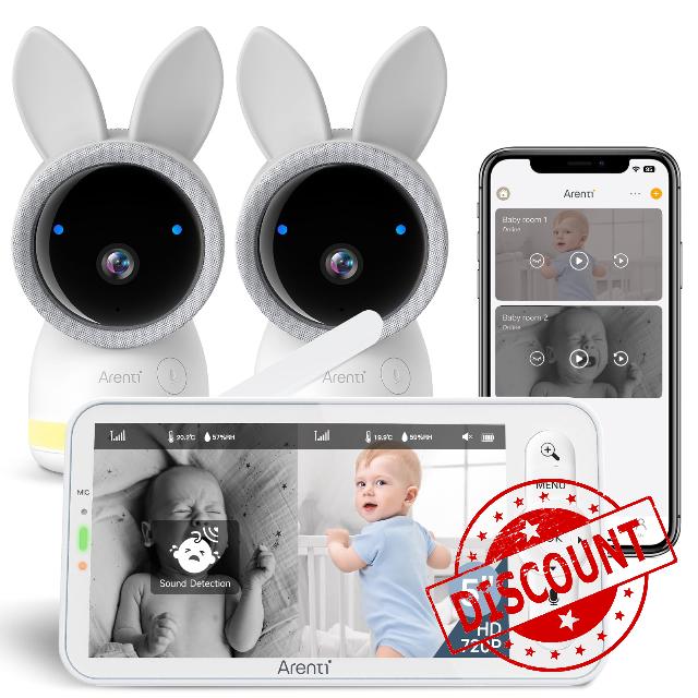ARENTI 2K Wifi Baby Monitor with Two Cameras and Night Light