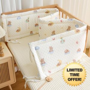Breathable Cot Bumper and Toddler Bed Guard Set - Soft Padded Side Protectors for Baby Cot Bed