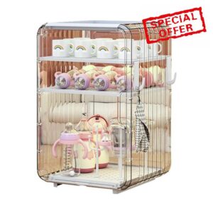 Babys Bottles Storage - Toddler Cutlery Organizer | Portable Baby Bottle Dry Rack | Vertical Dustproof Cups Holder With Cover For Kitchen Table Fridge Closet Bedroom Dorm Room Pantry Nursery
