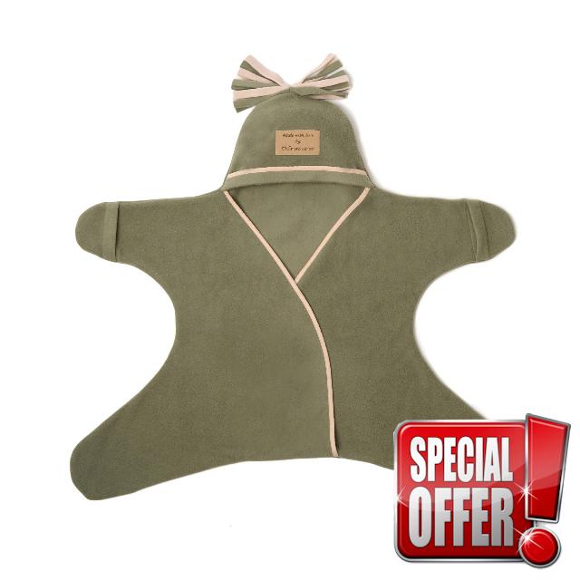 Clair de Lune Star Fleece Baby Wrap Blanket (6-12 Months) - Sage Gree