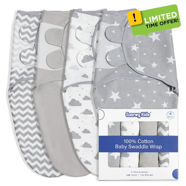 Soarwg Kids Baby Swaddle Blanket 0-3 Months 100 Percent Organic Cotton Newborn Swaddles - Pack of 4 Swaddle Blankets - New Born Swaddle Wrap For Boy and Girl