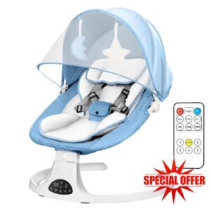 Baby Bouncer Swing Chair from Birth | 5-Speed Baby Swing with Remote Control