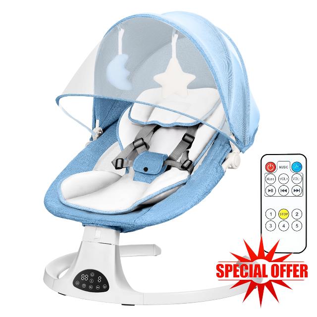 Baby Bouncer Swing Chair from Birth | 5-Speed Baby Swing with Remote Control