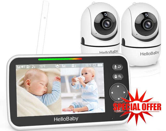 HelloBaby Baby Monitor with 2 Cameras and Night Vision