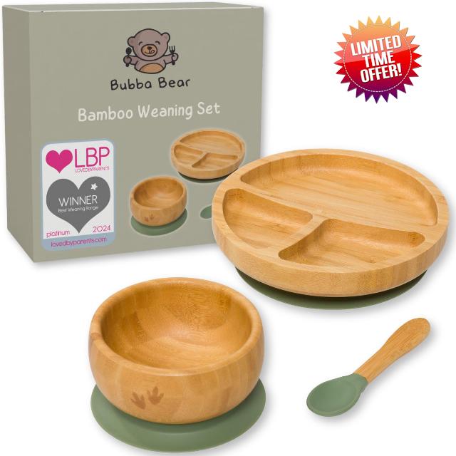 Bubba Bear Baby Weaning Set | Bamboo Plates