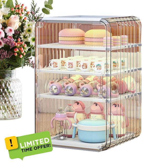 Xvilmaun Baby Bottle Storage Organizer | Kitchen Cabinet Organizer | Clear Dustproof Bottle Holder for Kitchen Bathroom Table Bedroom Fridge Dorm Room Pantry Closet Organizatio