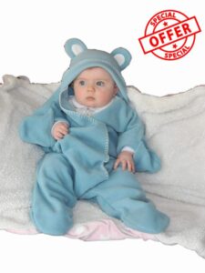 Baby Wrap blanket in Luxury Gift Box by BABY BLISS Star Wrap Fleece for Newborns Infants and Toddlers 2 – 12 Month’s Boy Girl Super Soft Great for Travel Strollers and Car Seats (Blue)