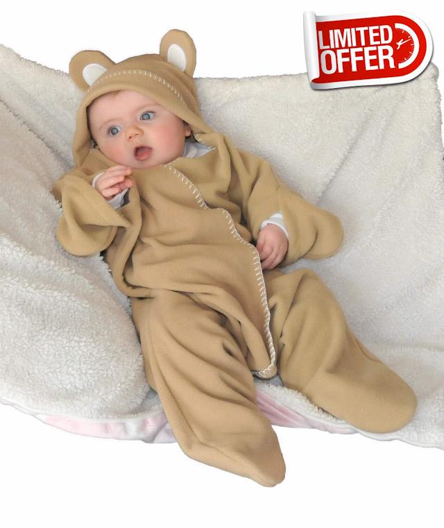 Baby Wrap blanket in Luxury Gift Box by BABY BLISS Star Wrap Fleece for Newborns Infants and Toddlers 2 – 12 Month’s Boy Girl Super Soft Great for Travel Strollers and Car Seats (Beige)