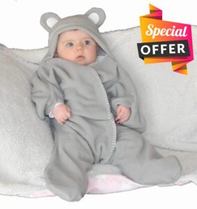 Baby Wrap blanket in Luxury Gift Box by BABY BLISS Star Wrap Fleece for Newborns Infants and Toddlers 2 – 12 Month’s Boy Girl Super Soft Great for Travel Strollers and Car Seats (Grey)