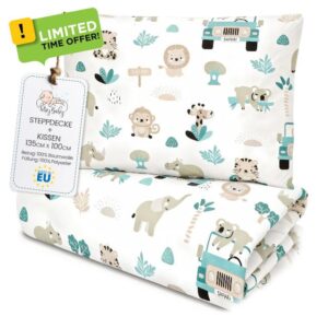 Totsy Baby Toddler Duvet Pillow Set 100x135 cm Quilt 40x60cm Cushion - Coton Lightweight Breathable Bedding Insert for Cot Nursery Travel Cots bed Insert Only 100 x 135 Oeko-tex Africa
