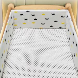 AZMAHT Baby Cot Bumpers Padded Side Protectors Cot Liner Adjustable Baby Cot Bumper Set Headboard Bumper Breathable Crib Bed Liner Bumper