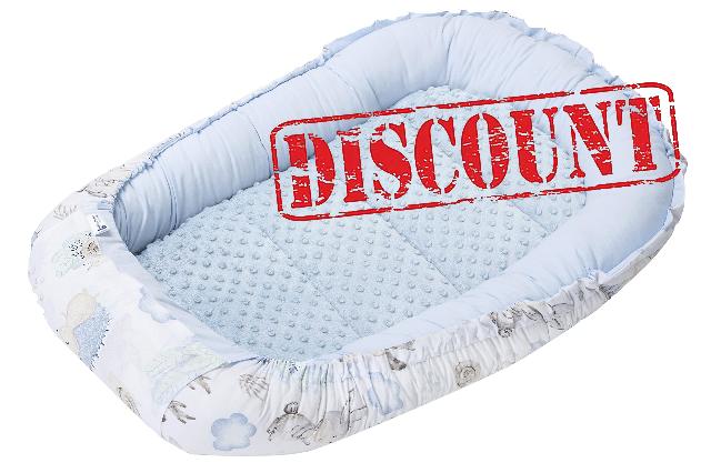 Medi Partners Baby Nest Pod for Newborn Babynest Sleep Bed - 100x60x15 Lounger Essentials 0-12 Months sleeping bilateral Cocoon 100% Cotton (Deer and Hedgehogs with blue Plush)