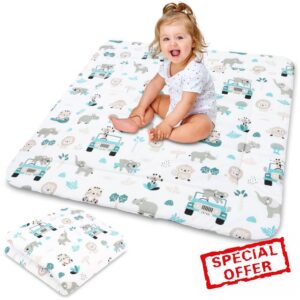 Play Mat for Baby Cotton Playmat Foldable Large - Soft Padded Floor Rug for Kids and Babies Washable Portable mat for Nursery Oeko-Tex certified