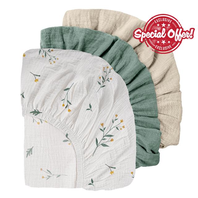 Gllquen Baby Muslin Bassinet Sheets 3 Pack