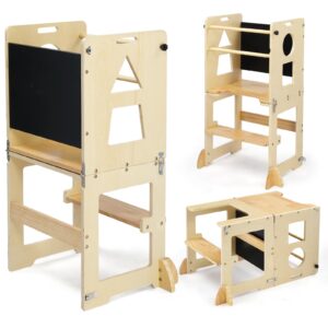 Bonnlo 3-in-1 Foldable Learning Tower with Chalkboard