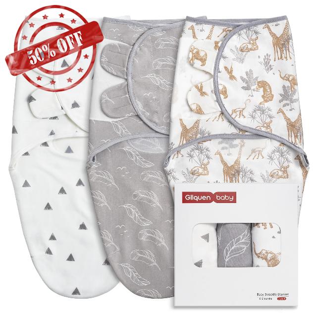 AUFIKR 3-Piece Baby Swaddle Set