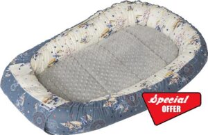 Medi Partners Baby Nest Pod for Newborn Babynest Sleep Bed - 100x60x15 Lounger Essentials 0-12 Months sleeping bilateral Cocoon 100% Cotton (Dreamcatchers with grey Plush)