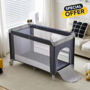 MeJa Portable Baby Travel Cot with Wheels
