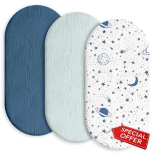 Gllquen Baby Muslin Bassinet Sheets 3 Pack