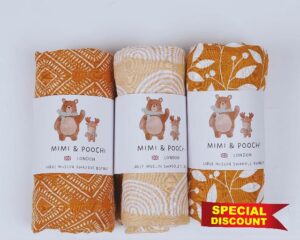 Baby Swaddle Blanket - Soft 100% Cotton Swaddles for Newborn - Large Muslin Cloths for Baby - Pack of 3 - Baby Essentials for Newborn -Unisex - 120x110cm (patterned)