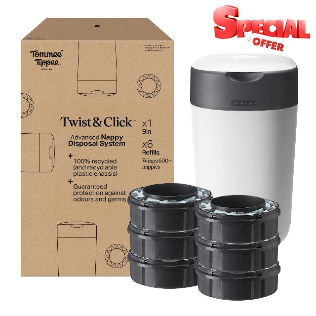 Tommee Tippee Twist and Click Nappy Bin Starter Set