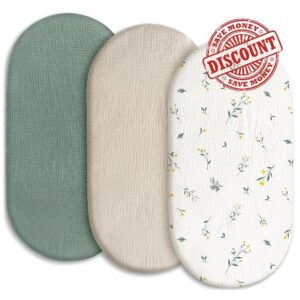 Gllquen Baby Muslin Bassinet Sheets 3 Pack