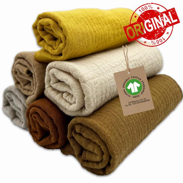 mimaDu Organic GOTS Burp Cloths Organic 25 x 25 cm Baby Washcloth Baby Muslin Cloth Baby Mini Muslin Cloths for Baby Care