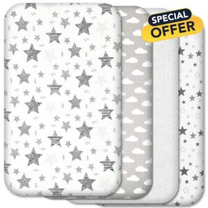 Next to Me Crib Sheets – 4 Pack Baby Crib Fitted Sheets Set - 100% Cotton