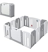 GYMAX 10/14/16 Panels Baby Playpen, Foldable Baby Play Yard Infant Fence with Game Board, Portabl...