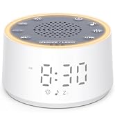 Spherical alarm clock with large red light dome on top. Gray fabric base with circular digital display showing 6:00 AM. Features wake-up light and speaker grille.