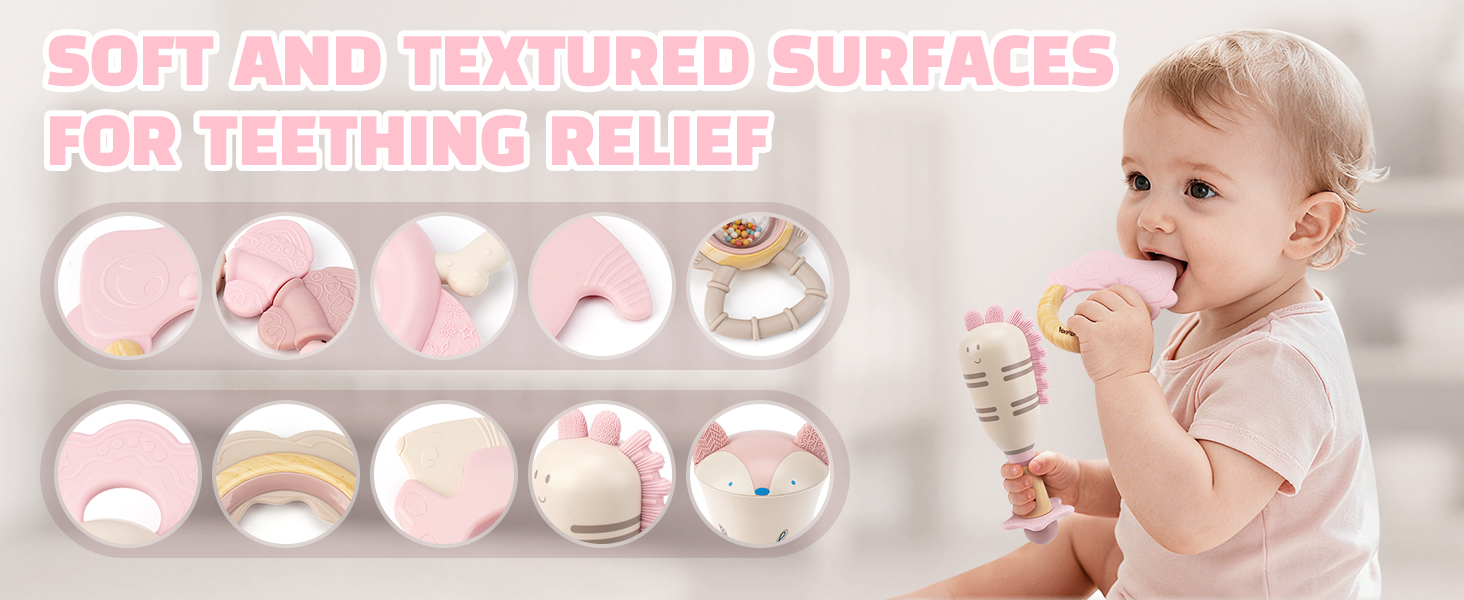 Text reads '10 PINK BABY SHOWER FEATHER SET'. Collection of pink decorative items arranged in multiple product shots.