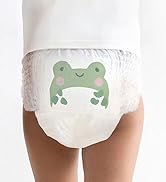White diaper with cartoon beaver face design, featuring tan face, blue nose, and buck teeth. Shown worn on lower body against brown skin tone.