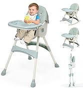 High Chair Adjustable Folding Baby Chair with Multiple Height and 3 Position Backrest Rocking Cha...