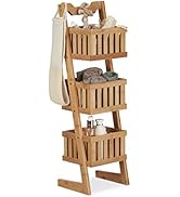 Black metal dish drying rack with wooden handles. Contains compartments for plates, utensils, and cups. Green dishes and silver utensils visible inside.