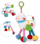 hahaland 8-in-1 Tummy Time Sensory Toy - 3+ Months Baby Rattle, Mirror & Teether Plush Toy - 0-12...