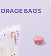 Breastmilk storage bags in clear packaging. Purple text reads 'BREASTMILK ST' at the top. Multiple bags visible inside the package.