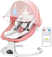 Baby Bouncer from Birth with 5 Swing Speed, 3-Stage Timer and Remote Control, Baby Swing Chair fr...