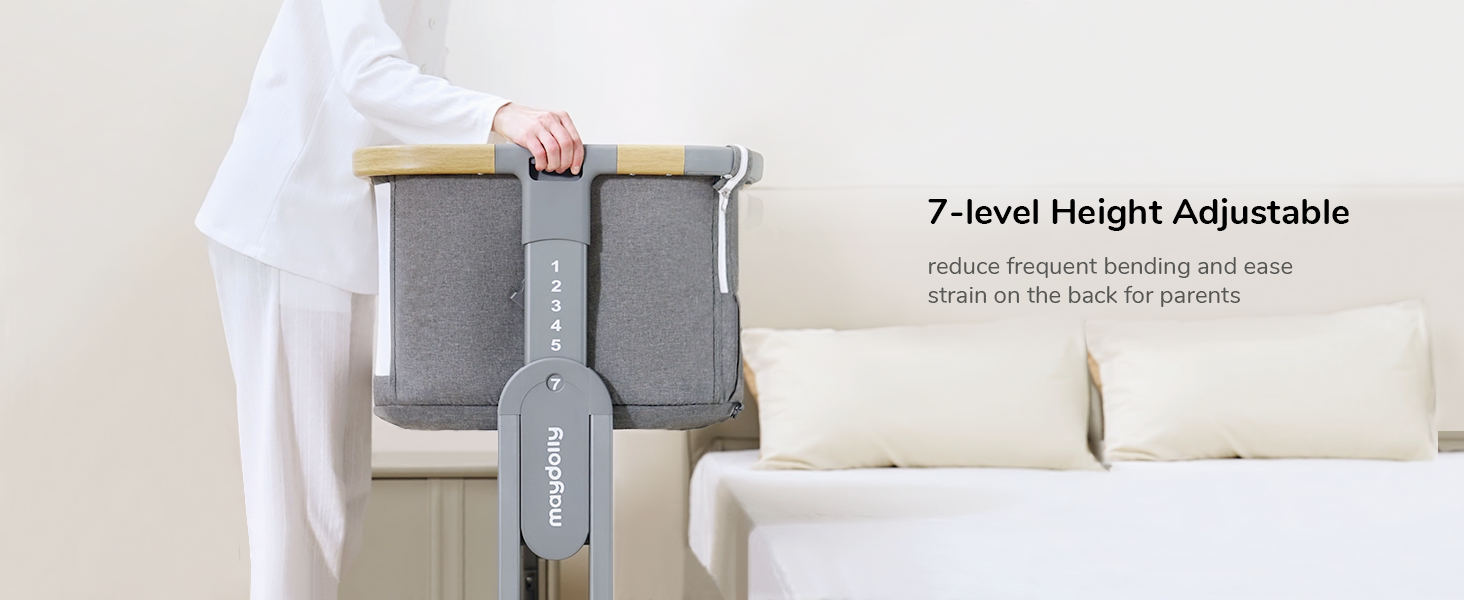bedside cot bassinet crib baby bet foldable portable travel newborn infant grey