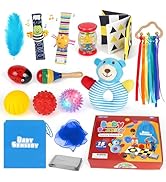 Joyreal Baby Toys 0-6 Months, 10pcs Newborn Sensory Toys Set, Baby Musical Caterpillar Toys, Ratt...