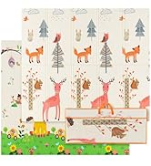 GYMAX Baby Play Mat, 180 x 200 x 1.5cm Thick Floor Mat with Double-Sided Pattern and Handbag, Fol...