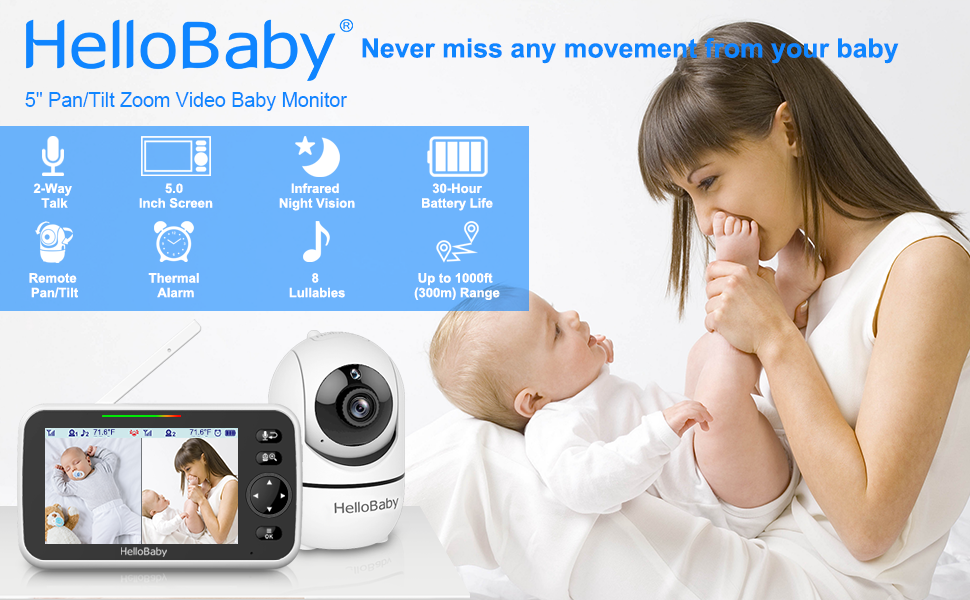 HelloBaby video baby monitor with 5