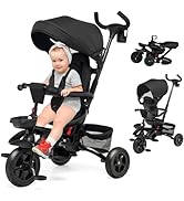 GYMAX Baby Foldable Stroller, Adjustable Backrest Pushchair with Safety Belt, Storage Basket, Lea...