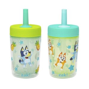 9oz 2-Pack Double Wall Plastic Sippy Cups with Leak-Proof Design is Perfect for Kids (Bluey