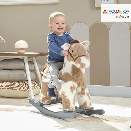 Plush Ride on Animal Rocker with Realistic Sound and Plush Toy