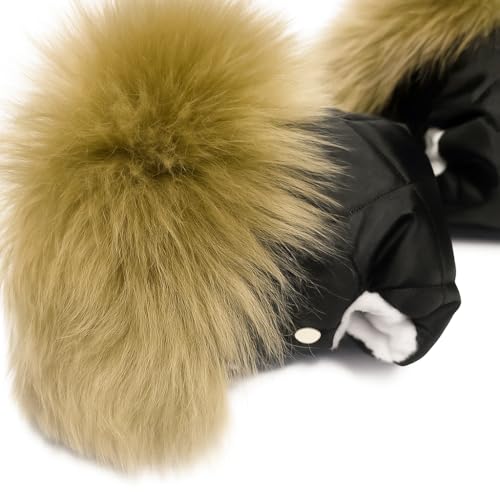 Black Quilted with Sheepskin Fur Trim