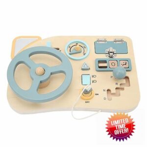 TOPINCN Wooden Steering Wheel Activity Board
